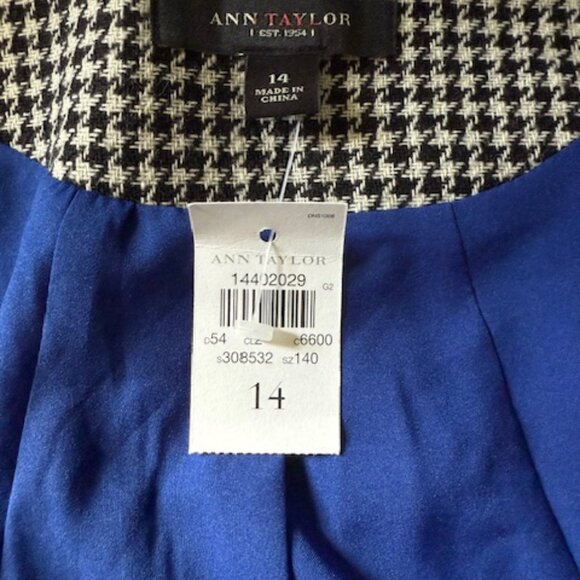 Ann Taylor Women's Black White Plaid Houndstooth Wool Blend Skirt Suit 12 NWT - Picture 11 of 16